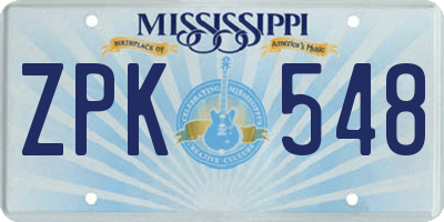 MS license plate ZPK548