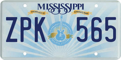 MS license plate ZPK565