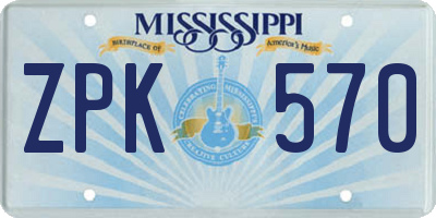 MS license plate ZPK570