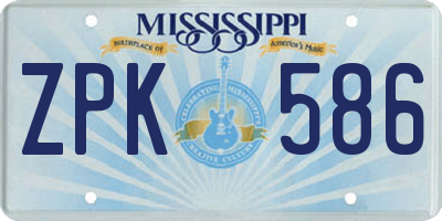 MS license plate ZPK586