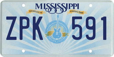 MS license plate ZPK591