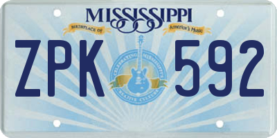 MS license plate ZPK592