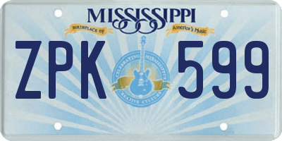 MS license plate ZPK599
