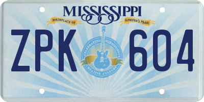 MS license plate ZPK604