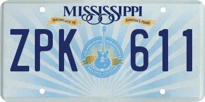 MS license plate ZPK611