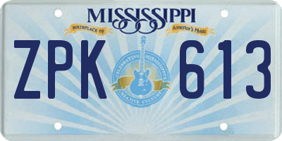 MS license plate ZPK613