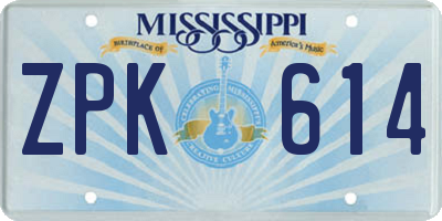 MS license plate ZPK614