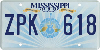 MS license plate ZPK618