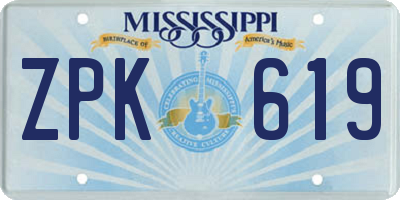 MS license plate ZPK619
