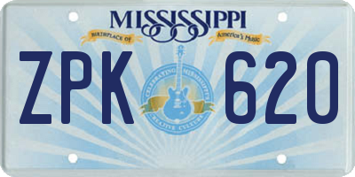 MS license plate ZPK620