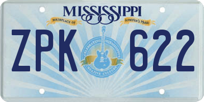 MS license plate ZPK622