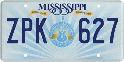 MS license plate ZPK627