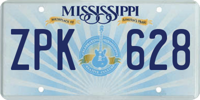 MS license plate ZPK628