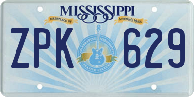 MS license plate ZPK629