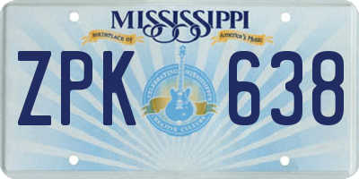 MS license plate ZPK638