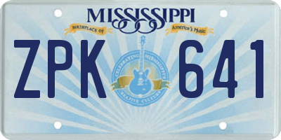 MS license plate ZPK641