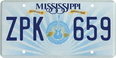 MS license plate ZPK659