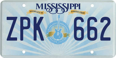 MS license plate ZPK662