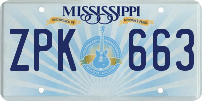 MS license plate ZPK663