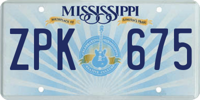 MS license plate ZPK675