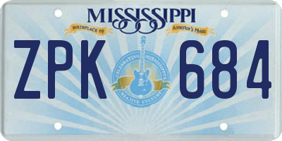 MS license plate ZPK684