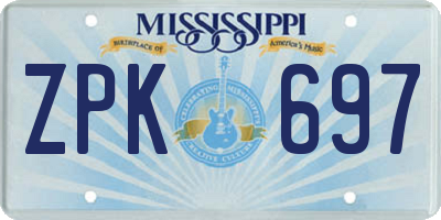 MS license plate ZPK697