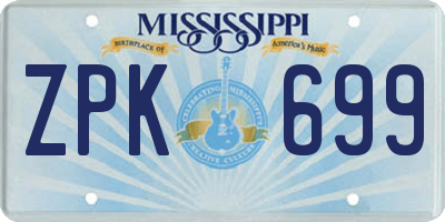 MS license plate ZPK699