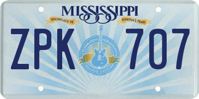 MS license plate ZPK707