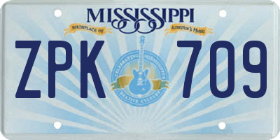 MS license plate ZPK709