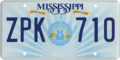 MS license plate ZPK710