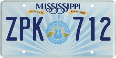 MS license plate ZPK712