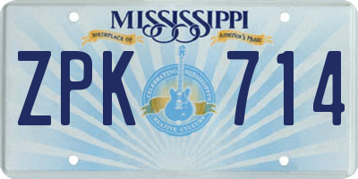 MS license plate ZPK714