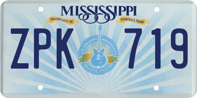MS license plate ZPK719
