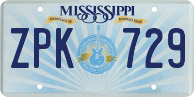 MS license plate ZPK729