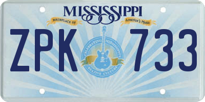 MS license plate ZPK733
