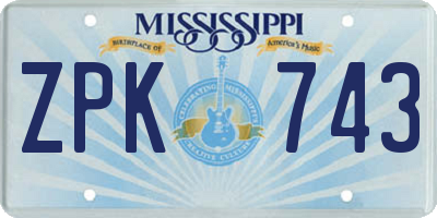 MS license plate ZPK743