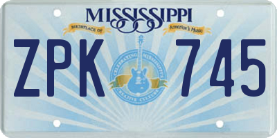 MS license plate ZPK745
