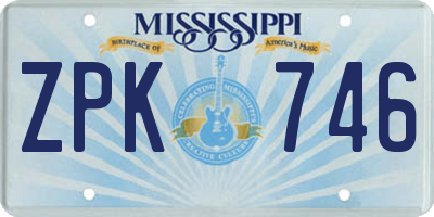 MS license plate ZPK746