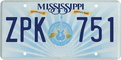 MS license plate ZPK751