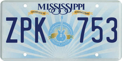 MS license plate ZPK753