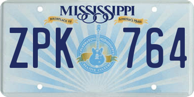 MS license plate ZPK764
