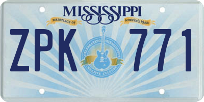 MS license plate ZPK771