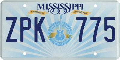 MS license plate ZPK775