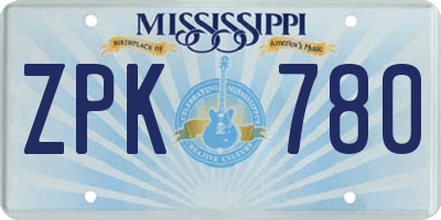 MS license plate ZPK780