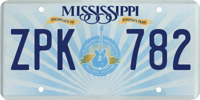 MS license plate ZPK782