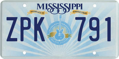 MS license plate ZPK791