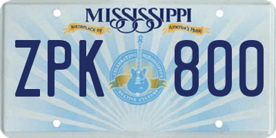 MS license plate ZPK800