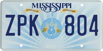MS license plate ZPK804