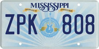 MS license plate ZPK808