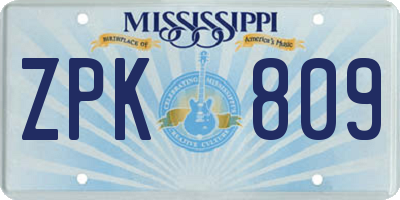 MS license plate ZPK809
